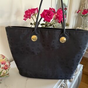 MCM Black Tote with Gold Accents
